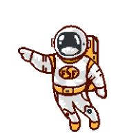An astronaut floating above LibrePlanet.